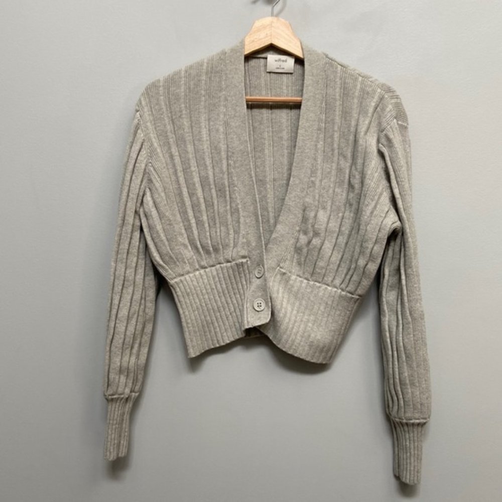 Aritzia Wilfred Grey Front Plunge (Thais) Cardigan Size S - Picture 4 of 9